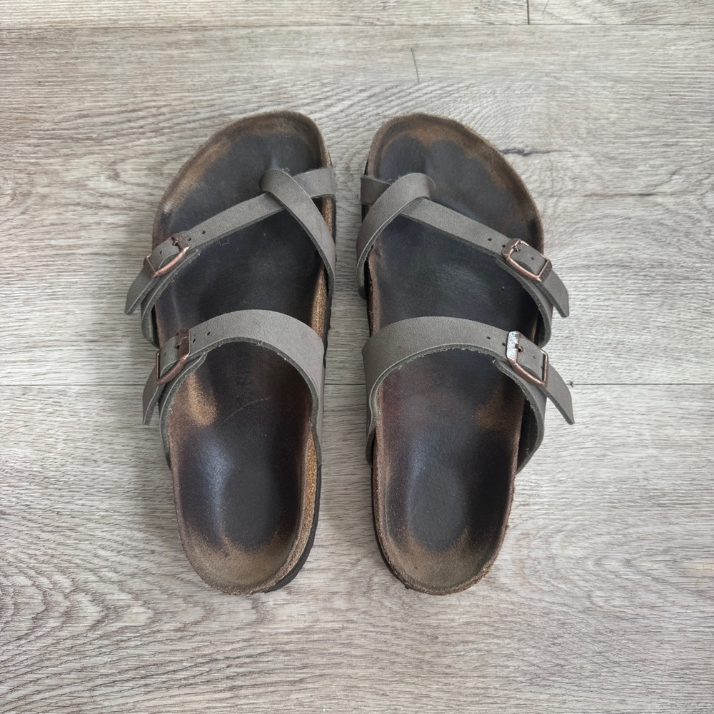 Birkenstock Mayari Birkibuc - Stone Brown Strappy Sandals W 8.5